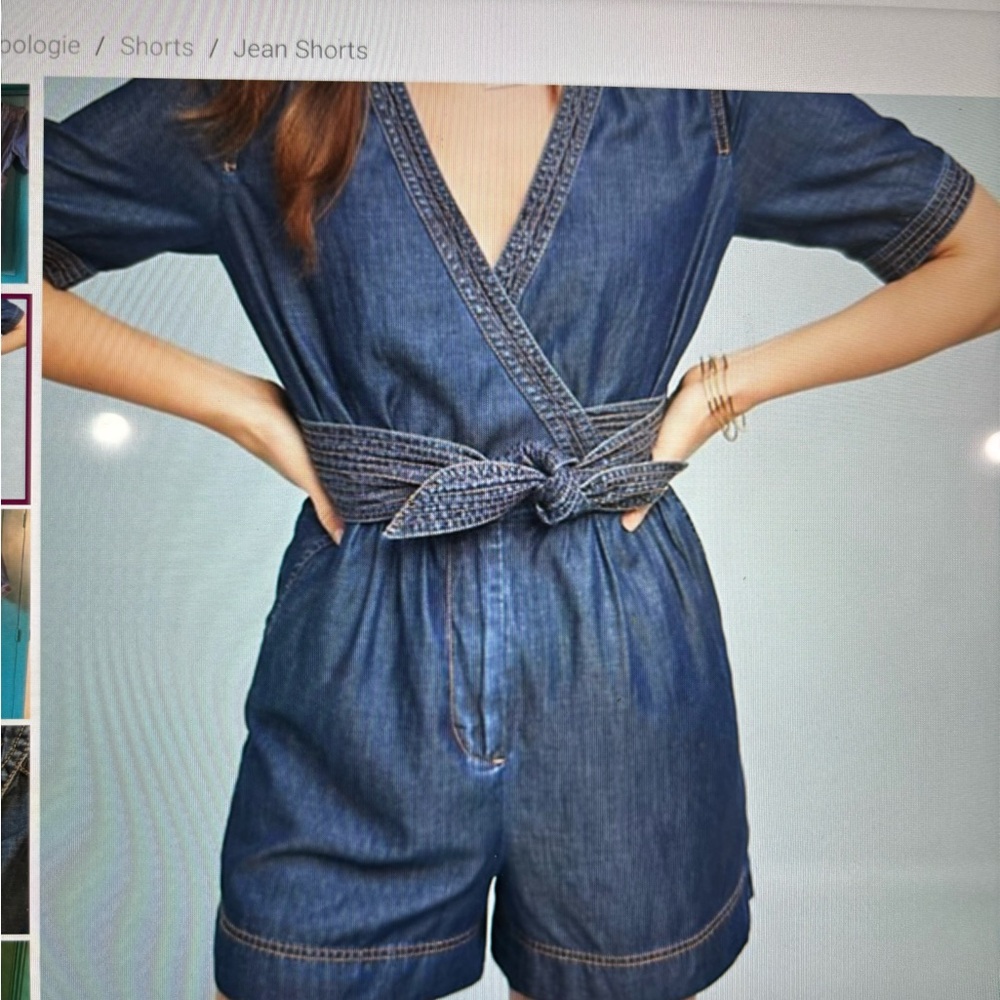 Pilcro Jean Romper - Anthropologie Size 10 - Picture 1 of 6